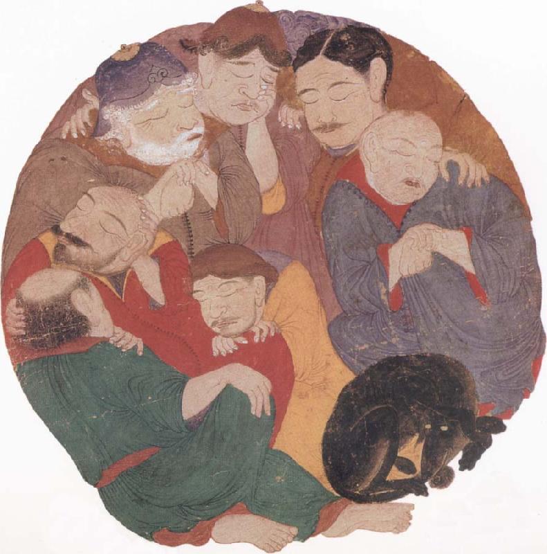 unknow artist The Seven Sleepers in the cave of Ephesus with their dog oil painting picture